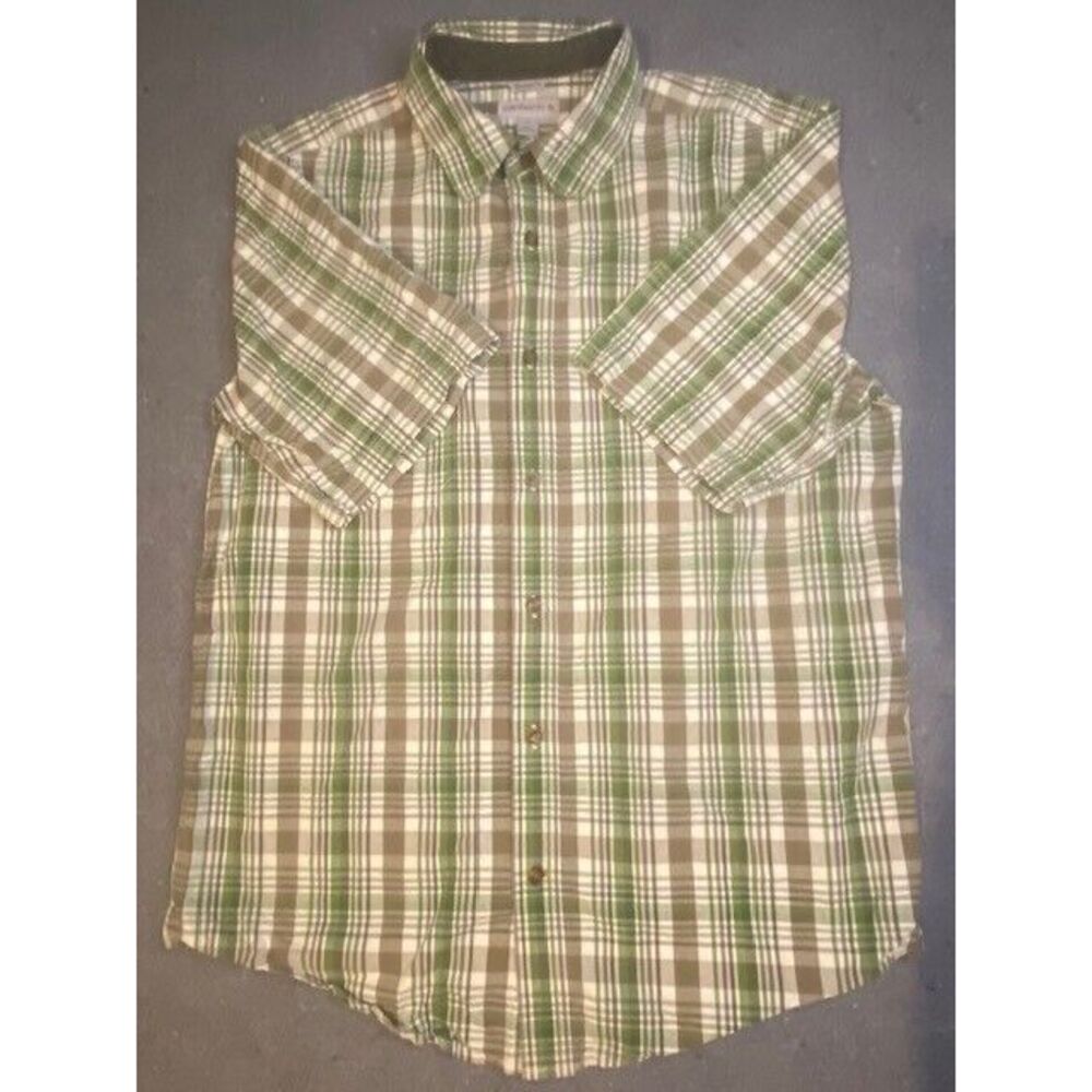 CARHARTT LARGE short sleeve Button Down PLAID shirt COTTON relaxed fit - Picture 5 of 9